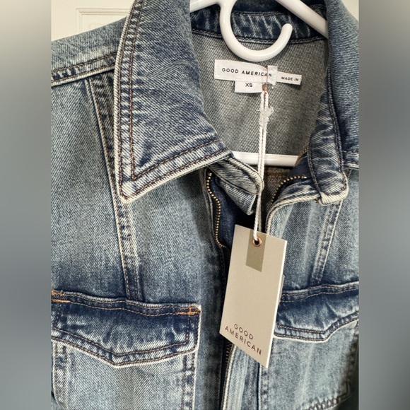 GOOD AMERICAN DENIM CARGO JUMPSUIT IN INDIGO SIZE XS - Picture 11 of 16